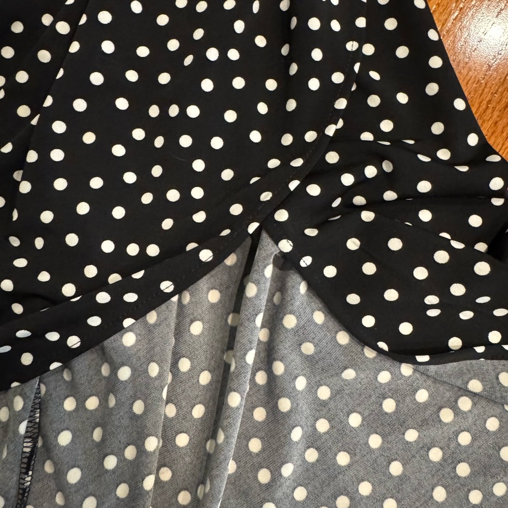 Leota Black and White Polka Dot A-Line Dress Faux Wrap - Medium - Picture 5 of 5